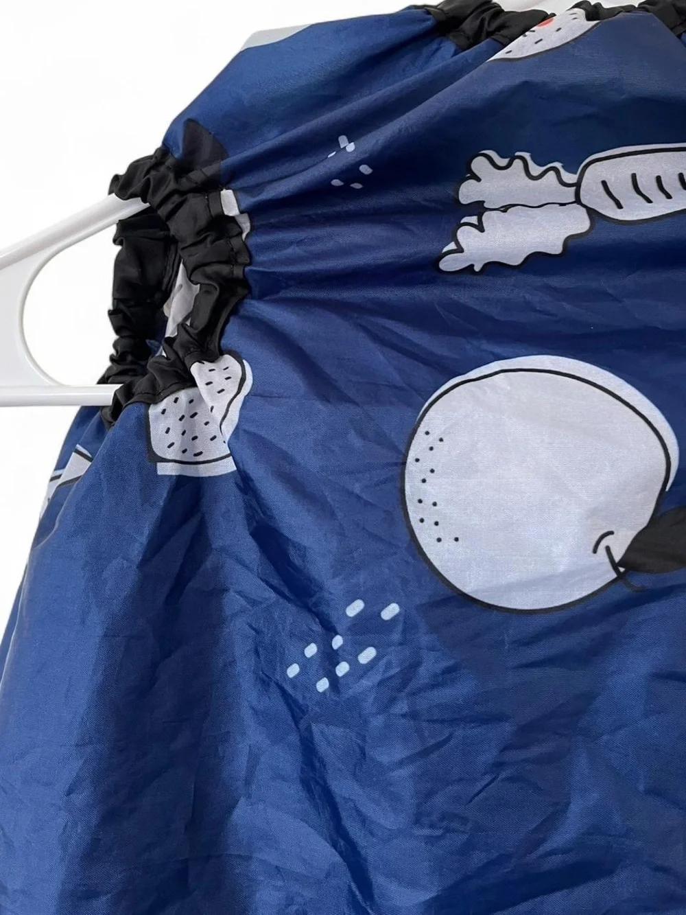 Grabease Navy Blue Gray Allover Waterproof Feeding Bib Smock Stretch 6M-3T EUC